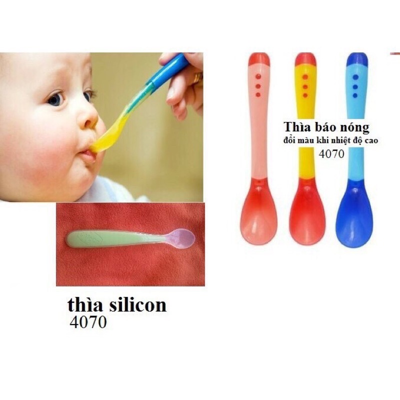 Thìa Silicon Báo Nóng Cho Bé Ăn Dặm Giúp Bé Ăn Ngoan , Ngon Miệng - Beofamily