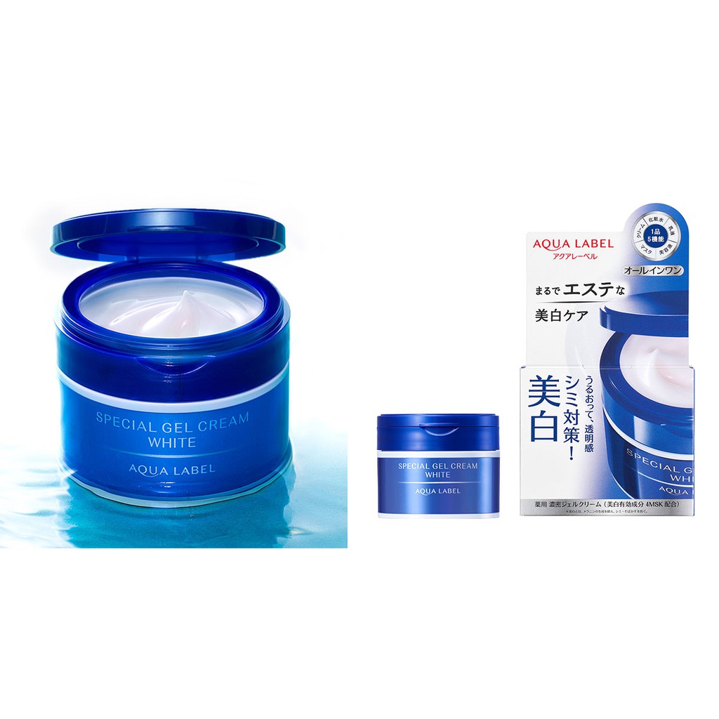 (NEW) Kem dưỡng trắng da 5 trong 1 Shiseido Aqua Label Special Gel Cream White - 90g (Xanh)