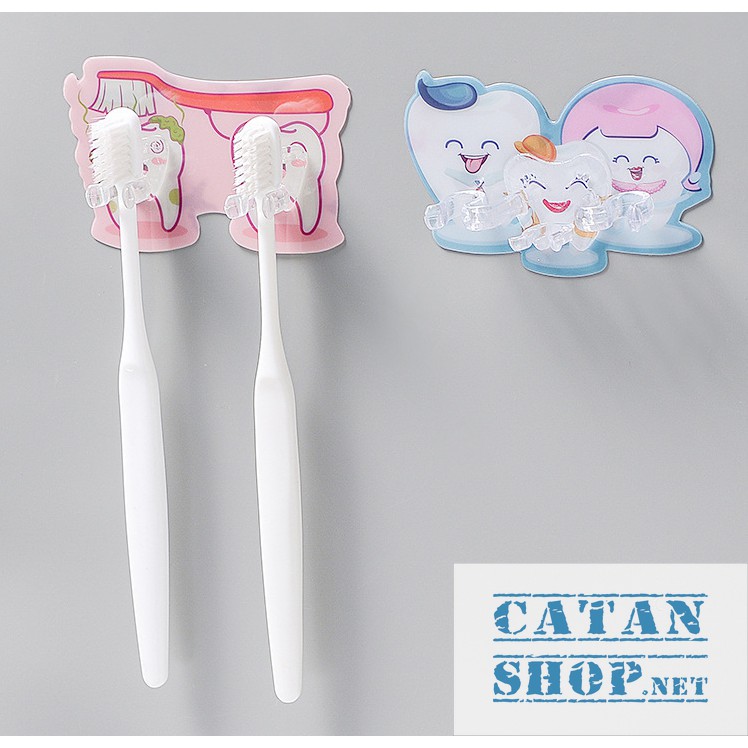 Miếng  dán tường HÌNH CHIẾC RĂNG cute treo bàn chải đánh răng, móc treo vật dụng gia đình siêu tiện lợi GD374-RangTBC