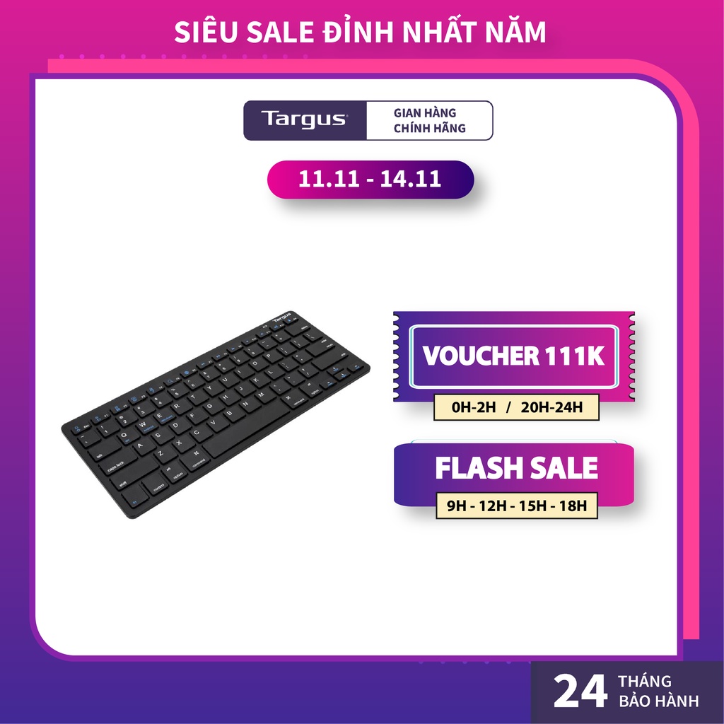 Bàn Phím Không Dây TARGUS AKB55 Multi-Platform Bluetooth Keyboard Black Thương Hiệu Mỹ - Hàng Chính Hãng