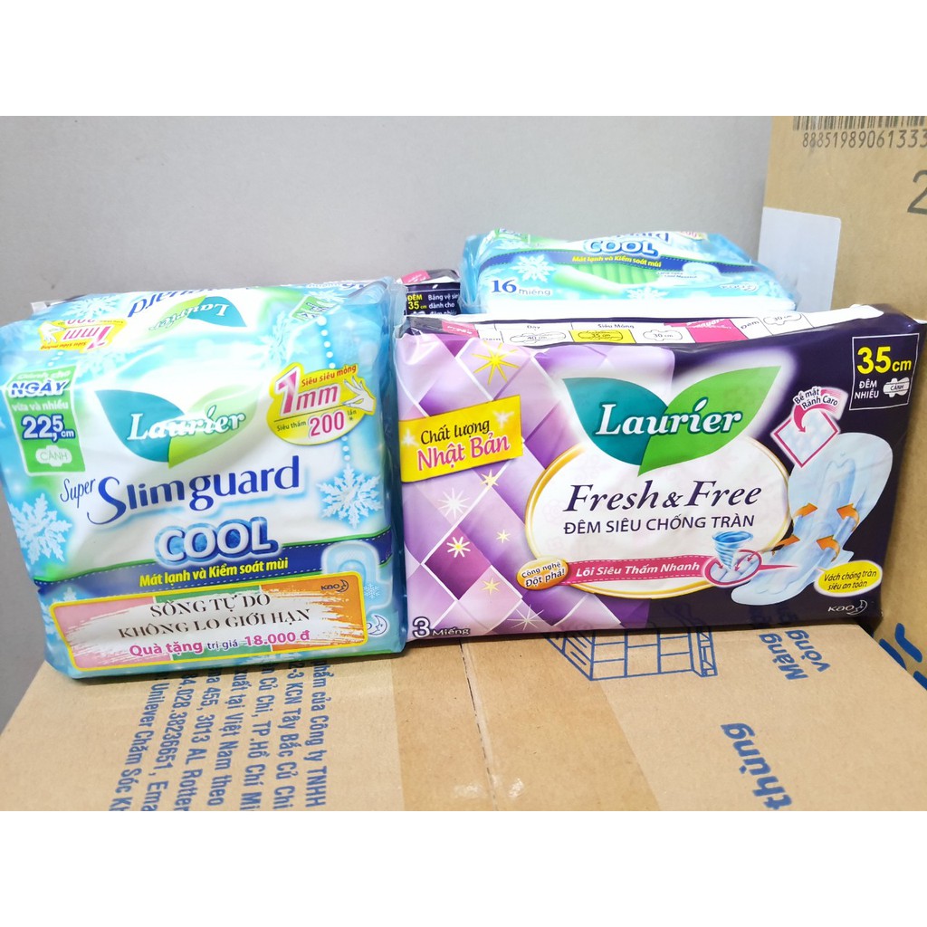set 2 băng vệ sinh Laurier Slimguard GOOL mát lạnh 22,5cm băng vệ sinh cao cấp gói 16M tặng kèm 2BVS