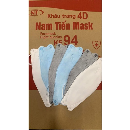 Set 50 Khẩu Trang Y Tế 4D Nam Tiến 4 Lớp Kháng Khuẩn. Khẩu Trang Cá KF94 Màu Xanh, Xám, Đen, Trắng. Hana Mart