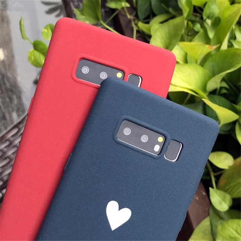 Ốp điện thoại nhám màu trơn in hình trái tim cho Samsung Galaxy Note 8 9 S8 A9 Star C7 C9 Pro | BigBuy360 - bigbuy360.vn