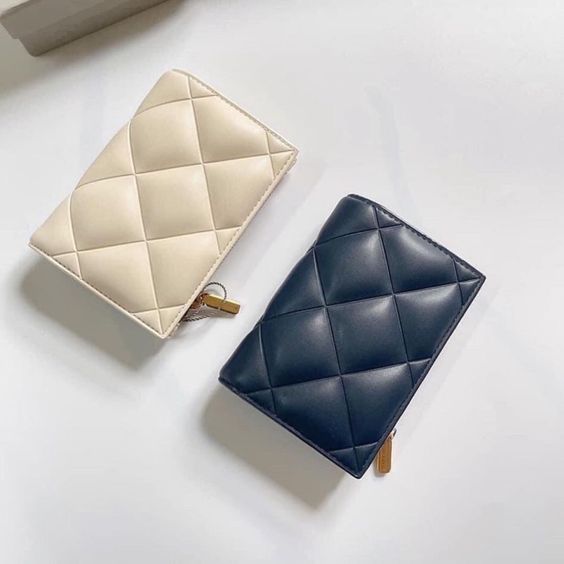 Ví nữ Card holder cầm tay trám ô gập ngắn bỏ túi nhiều ngăn thời trang da cao cấp đựng tiền thẻ