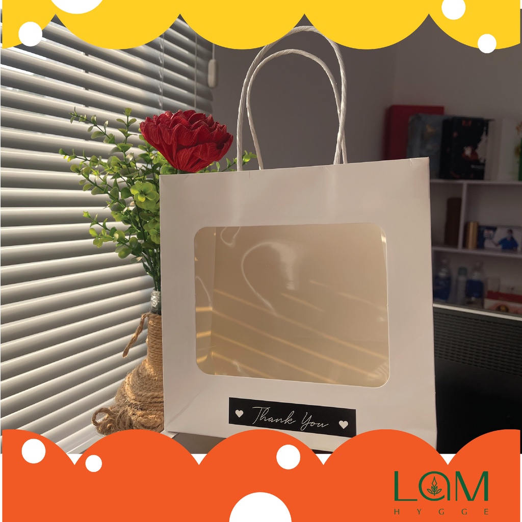 TÚI GIẤY MẶT KÍNH MIKA ĐỰNG HOA, QUÀ TẶNG SIÊU XINH SIZE 18X20X8CM