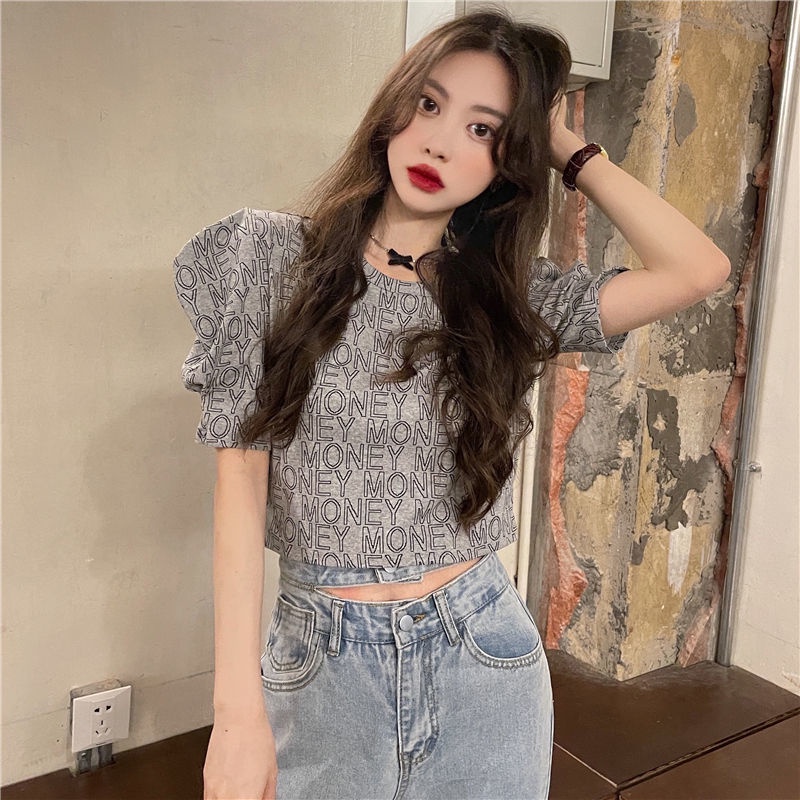 Áo Thun Cotton Tay Phồng Ôm Dáng Thời Trang Cho Nữ