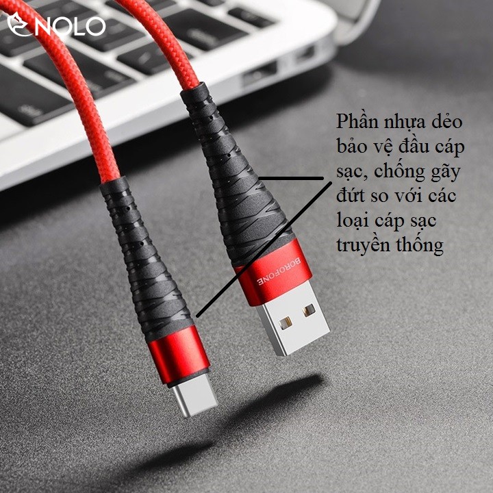 Cáp Sạc Nhanh Truyền Dữ Liệu 5A Borofone BX32 Chui Lightning Type C MicroUSB Dây Nylon Dù Chống Đứt Rối Dài 25cm