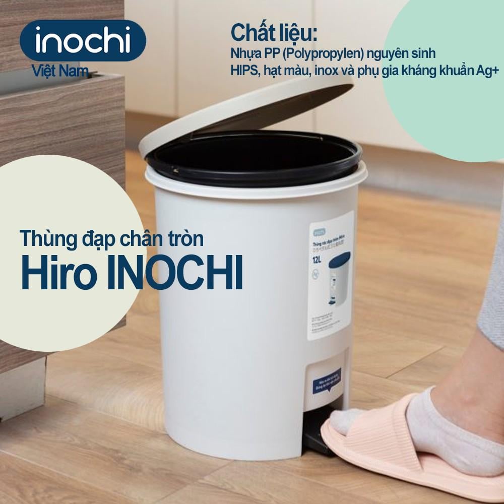 Thùng Rác Đạp Tròn INOCHI, Thùng Đựng Rác Văn Phòng Tiện Lợi 6L 12L