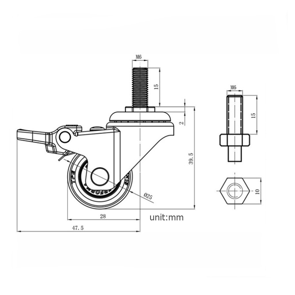 Bộ 4 Bánh Xe Xoay 360 Độ Không Gây Tiếng Ồn Cho Ghế Đẩy Mua Sắm