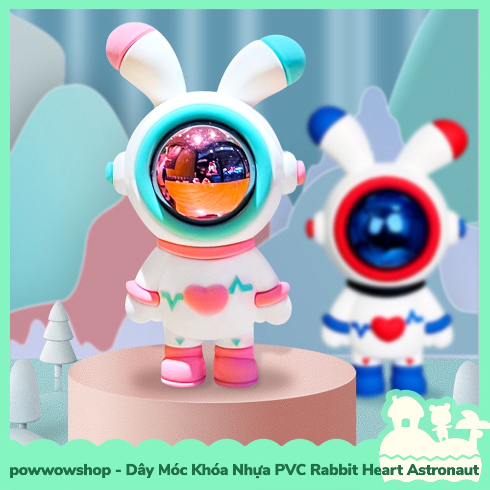 [Sẵn VN - Hỏa Tốc] Dây Móc Khóa Nhựa PVC + Kim Loại Mẫu Rabbit Heart Astronaut Thỏ Phi Hành Gia