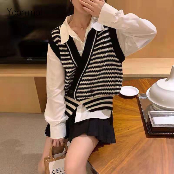 Áo Dệt Kim Sát Nách Cổ Chữ V Màu Sắc Đa Dạng