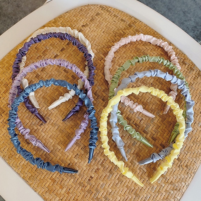 Băng Đô Cài Tóc Vải Satin Màu Tím Phong Cách Hàn Quốc Đơn Giản Dành Cho Nữ