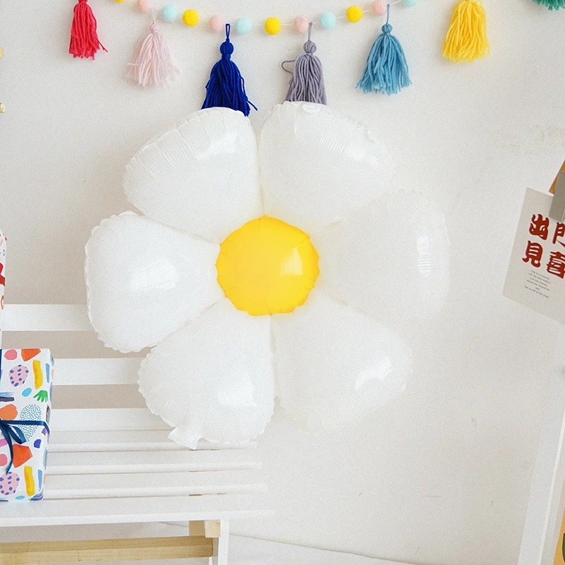 Bong Bóng Lá Nhôm Hình Hoa Cúc/Hoa Cúc Màu Trắng Trang Trí Tiệc/Đám Cưới/Sinh Nhật
