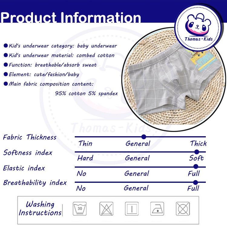 Quần lót Boxer Cotton thoáng khí họa tiết hoạt hình dễ thương cho bé trai 3-12 tuổi