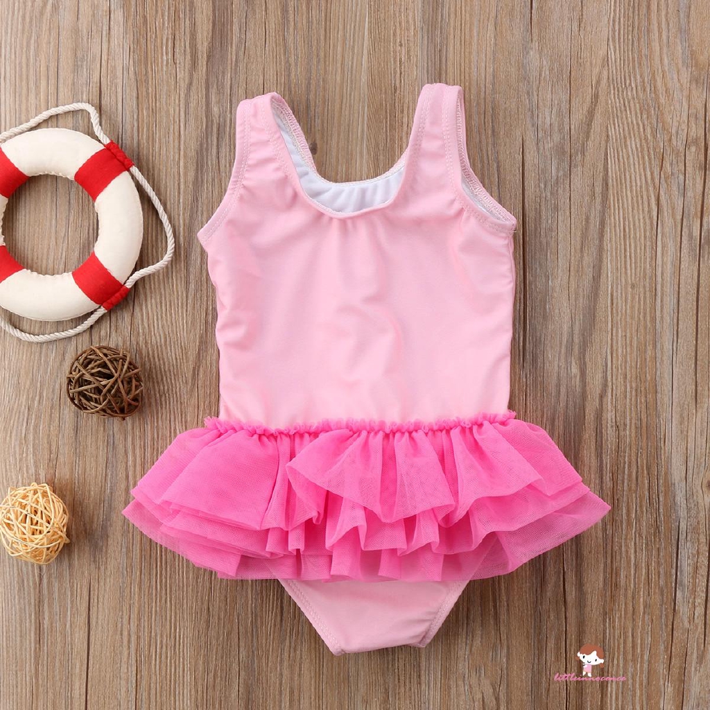 ❤XZQ-Kids Baby Girl Ruffled Flamingo Print Onepiece Swimwear Beach Swimsuit Bathing suit