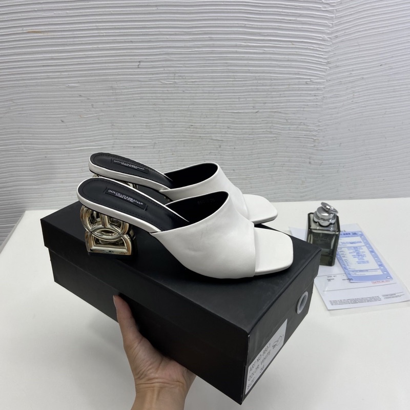 Guốc D&G Đế Xuồng Gót Trụ Chữ Da Mềm Hàng Chuẩn Loại 1 Fullbox Bill Túi Giấy