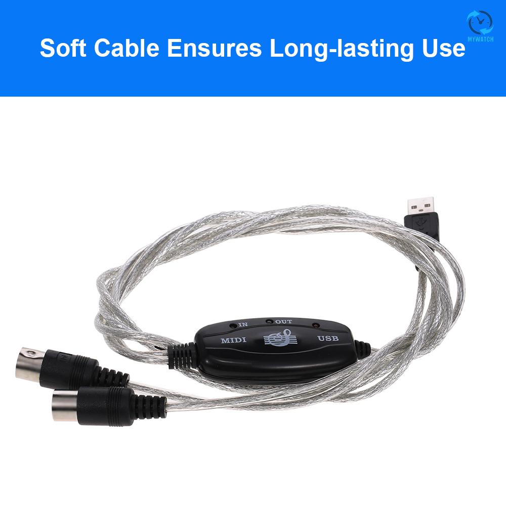 M USB MIDI Cable 5PIN MID Cable Driver-free Support Windows XP and Windows 7