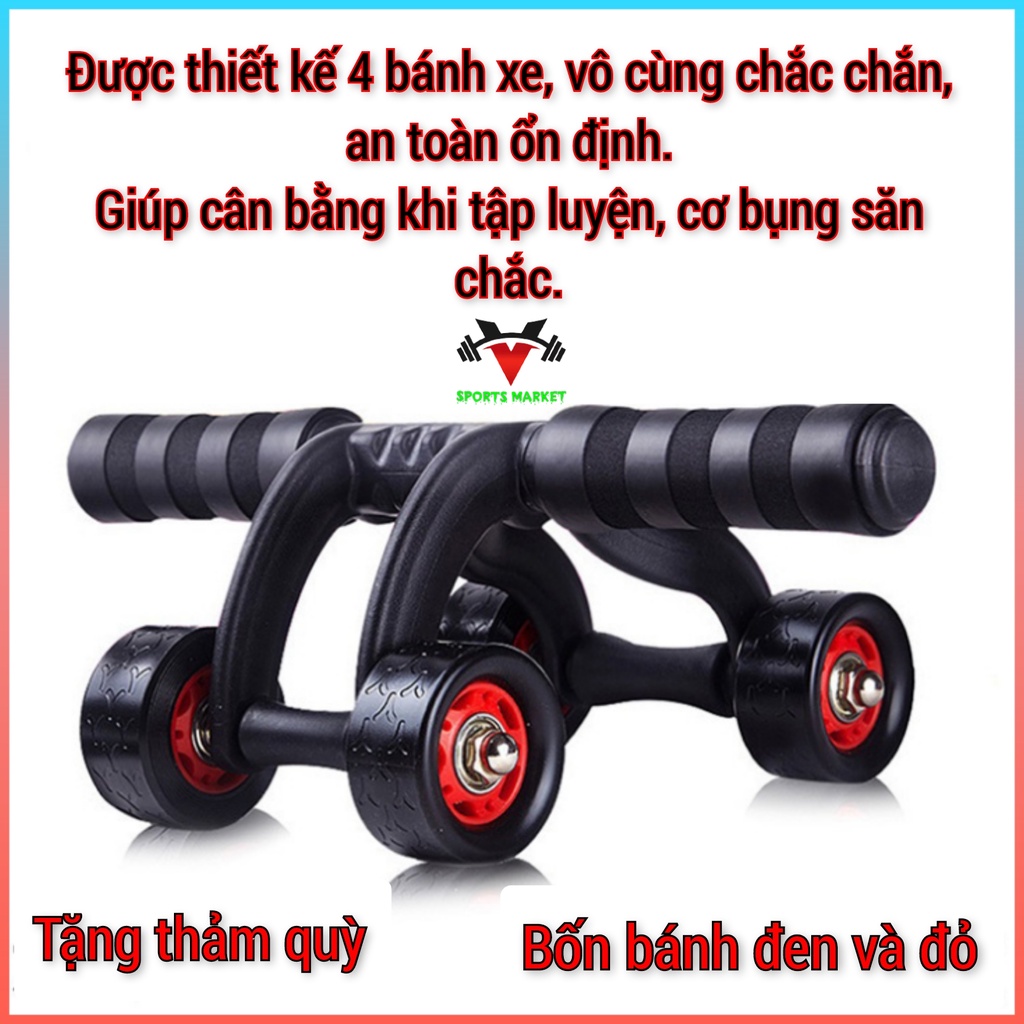 Con lăn tập cơ bụng, , con lăn tập bụng 4 bánh dành cho nam, nữ ,gym, yoga.