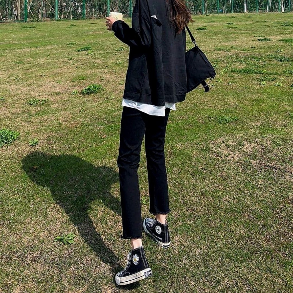 Quần jean nữ ống đứng lưng cao co dãn màu đen phong cách Hàn Quốc - Ulzzang Kyubi Jeans JO30.D