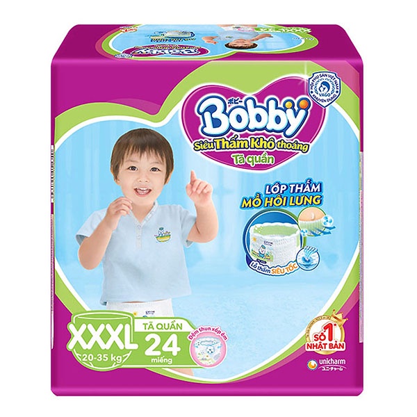 Bỉm Tã Quần Bobby Size XXXL 22 miếng + Tặng 4 Miếng - Cho bé 20-35kg