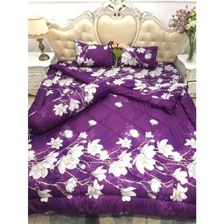 Chăn phao trần bông siêu nhẹ và siêu ấm mẫu lan tím