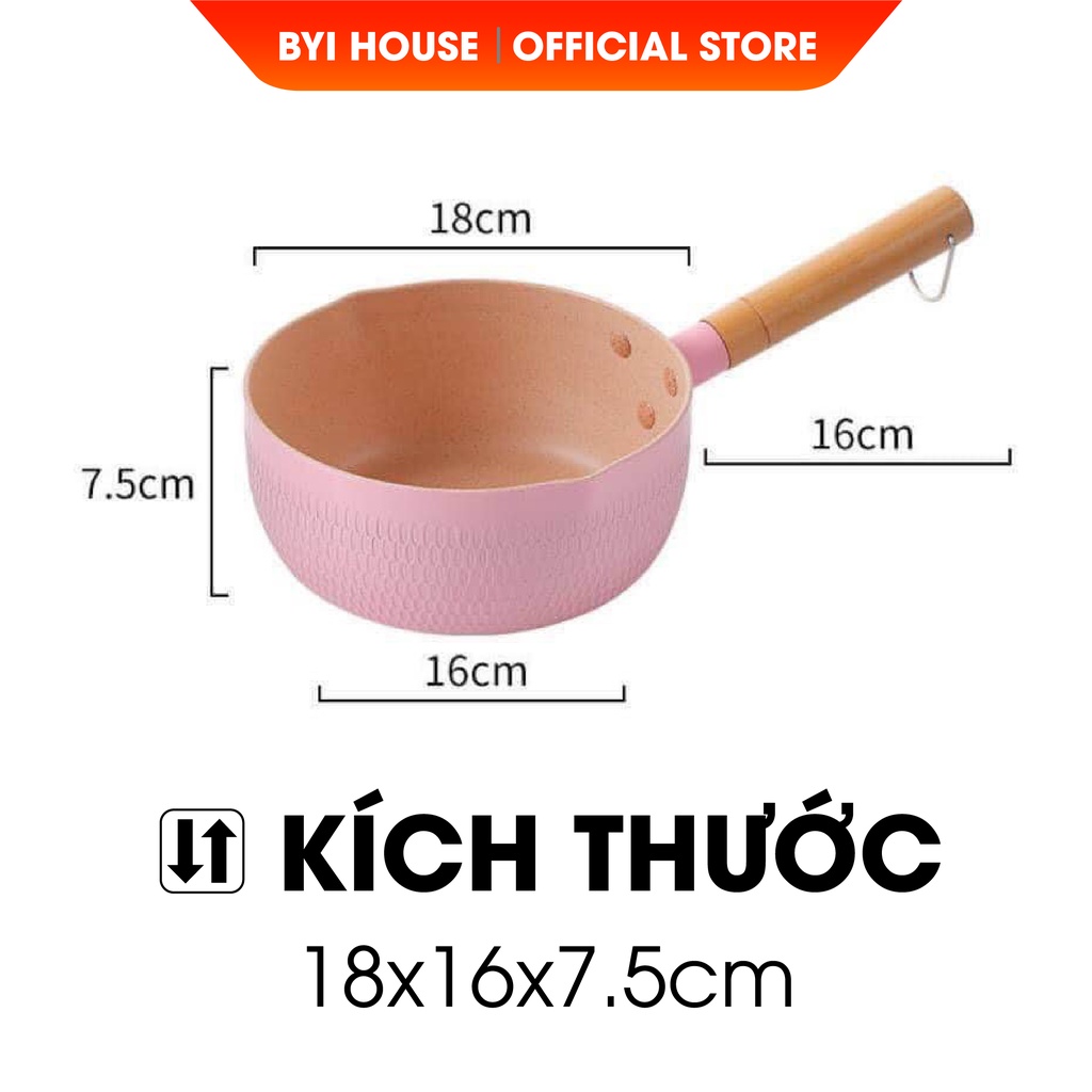 [Quà Tặng]Chảo Chống Dính Sâu Lòng 18cm Loại 1 Phủ Ceramic Vân Đá Chiên, Xào, Nấu Trên Các Loại Bếp - BYI House