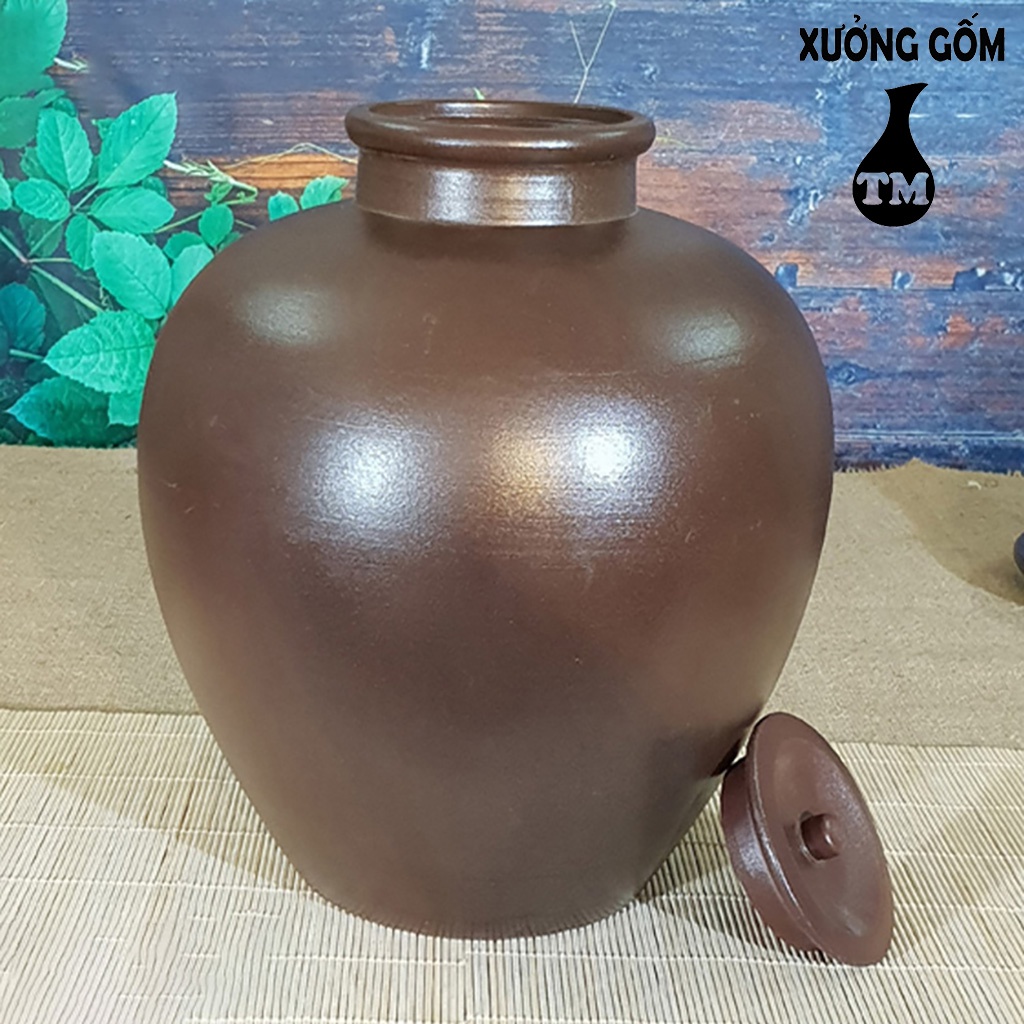 Chum Sành Đựng Nước, Ngâm Rưo.u Xưởng Gốm TM Bát Tràng - Mẫu Trơn Không Tráng Men