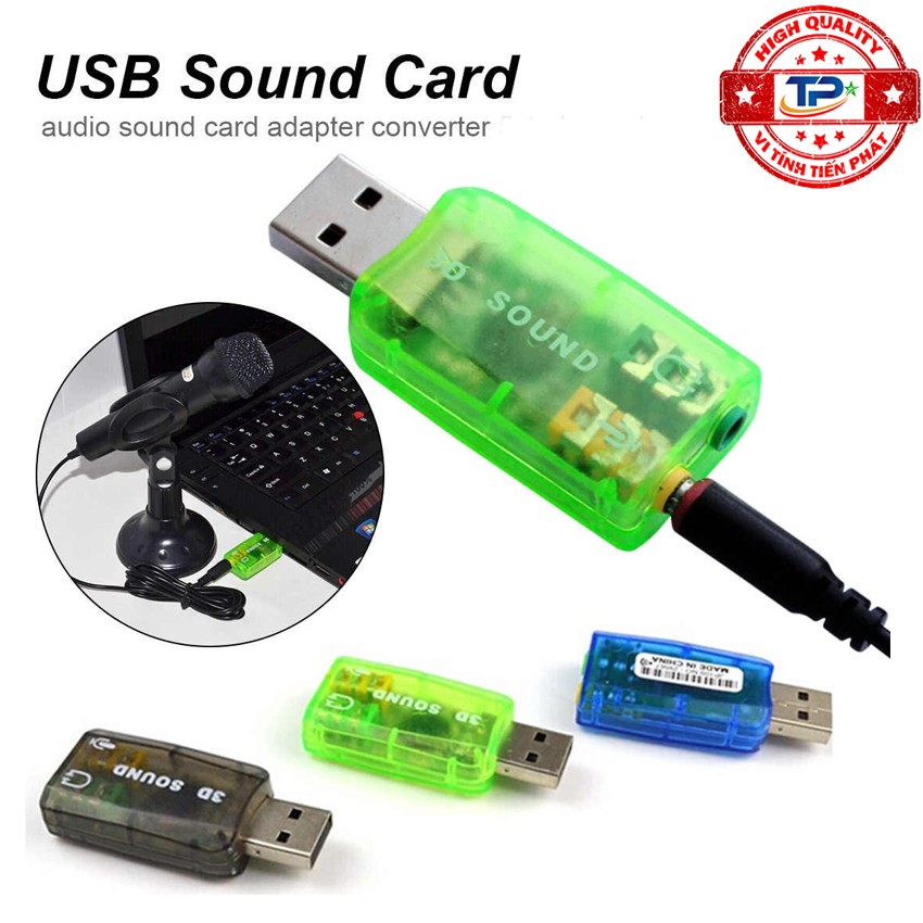 Bộ chuyển USB ra âm thanh ( cổng mic và phone 3.5mm) - USB 3D Sound Audio dùng cho máy tính PC và Laptop