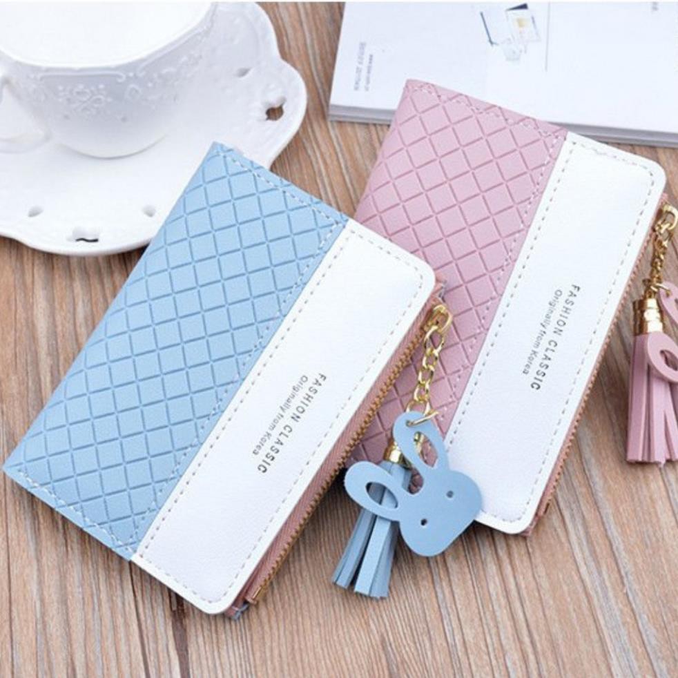 Ví nữ mini cầm tay khóa kéo và tua thời trang V0121314 TX798 | BigBuy360 - bigbuy360.vn
