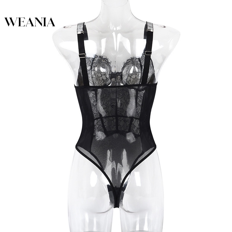 Bộ Đồ Lót Ren Lưới Mỏng Phối Dây Đeo Gợi Cảm Cho Nữ