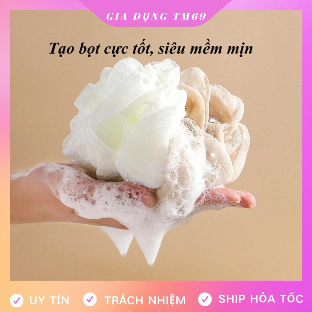 Bông Tắm Tẩy Tế Bào Chết Kì Ghét Tạo Bọt Tròn Dài Chà Lưng Sạch Hiệu Quả Siêu Mềm Có Dây Treo Tiện Lợi