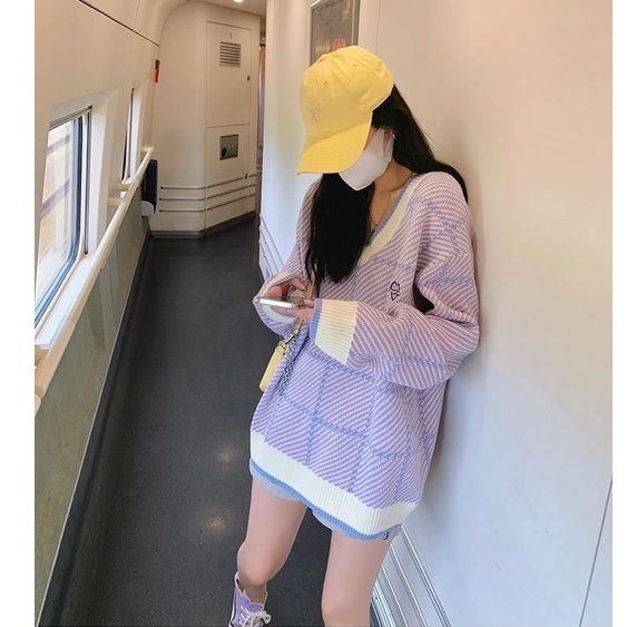 Áo Len Quảng Châu Ulzzang, Áo Len Dài Tay Nữ Cổ Tim Chữ V Phong Cách Hàn Quốc | BigBuy360 - bigbuy360.vn