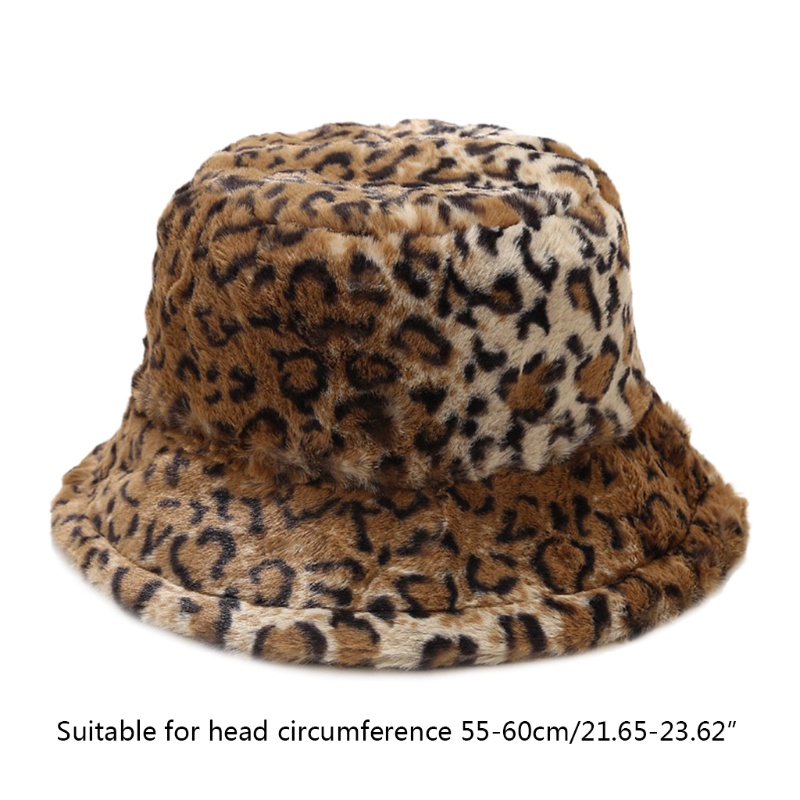 Mũ Tai Bèo Giả Lông Thỏ Họa Tiết Da Báo Phong Cách Vintage