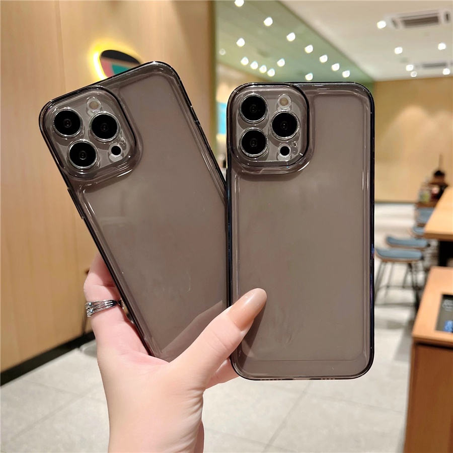 Ốp Điện Thoại Silicon Mềm Trong Suốt Chống Sốc Bảo Vệ Ống Kính Máy Ảnh Cho iPhone 15 14 13 12 11 Pro Max X XS XR 7 8 Plus