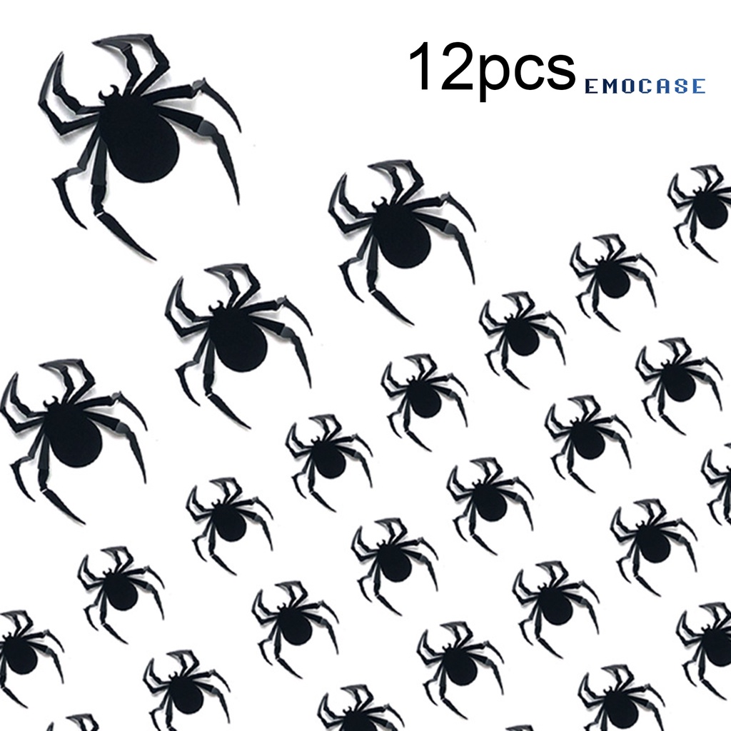 Set 12 Miếng Dán Tường Trang Trí Hình Nhện DIY