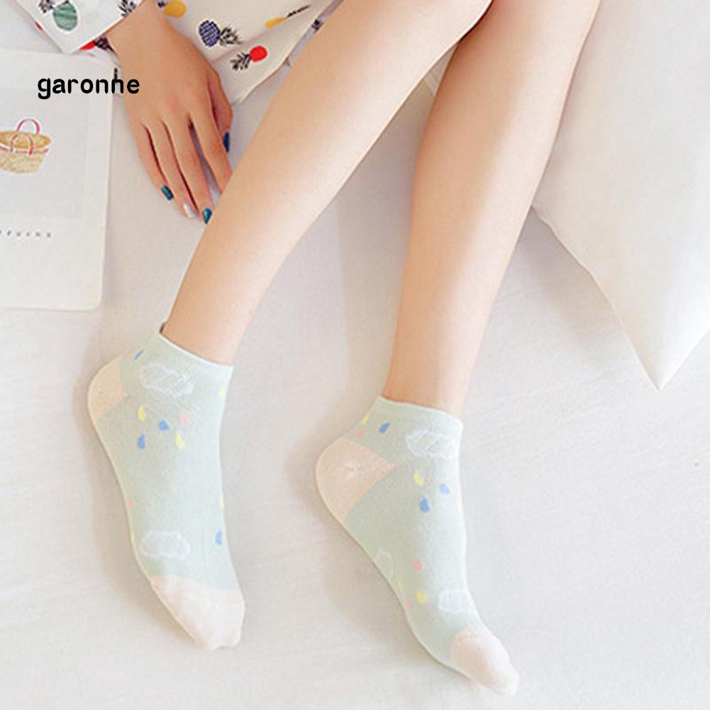 Tất chân cotton thoáng khí in họa tiết dễ thương cho nữ
