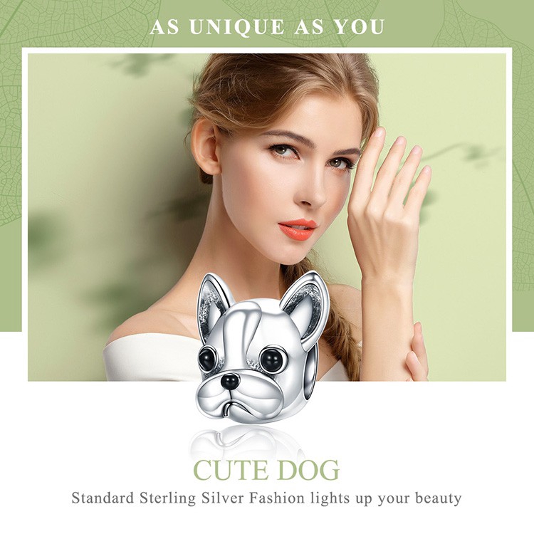 Hạt Trang Sức Bamoer Hình Cún Bằng Bạc Dùng Để Thủ Công Trang Sức