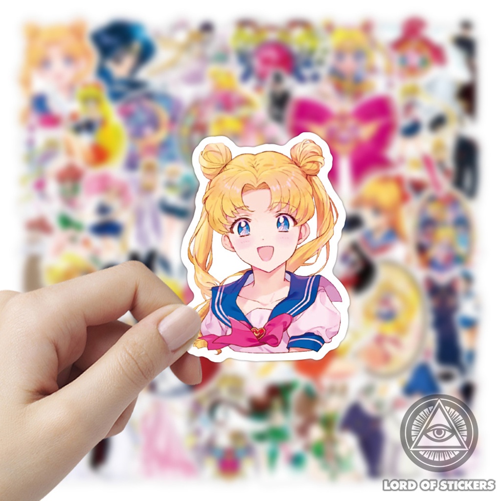 Set 50 Nhãn Dán Hình Thủy Thủ Mặt Trăng Sticker Cute Anime Sailor Moon Chống Thấm Nước Trang Trí Mũ Bảo Hiểm, Laptop, Sổ