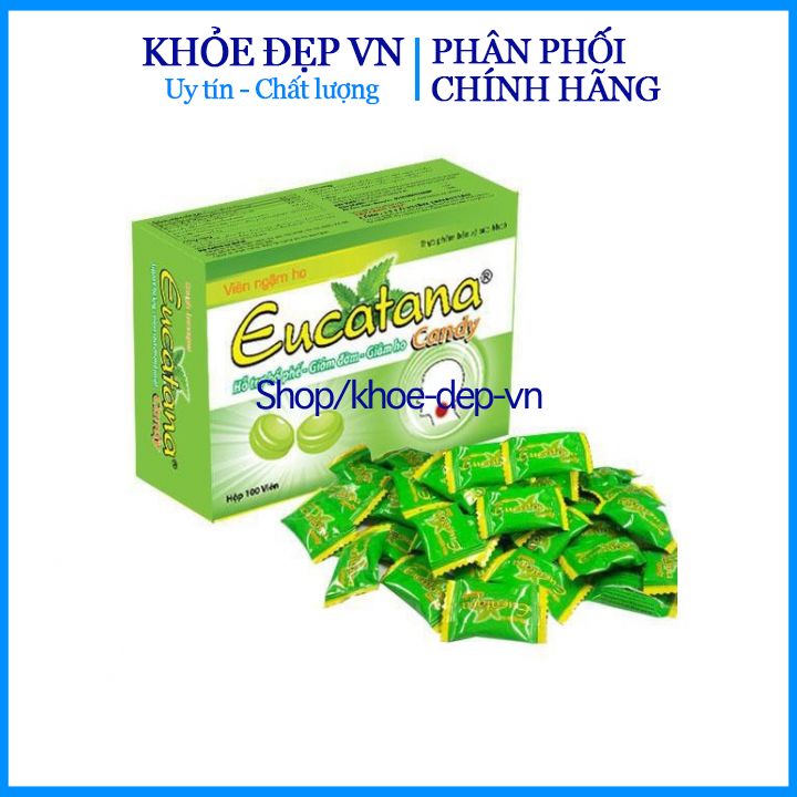 Hộp 100 viên Viên ngậm ho thảo dược Eucatana giáp giảm ho ấm họng , giảm ngứa ngừa viêm họng