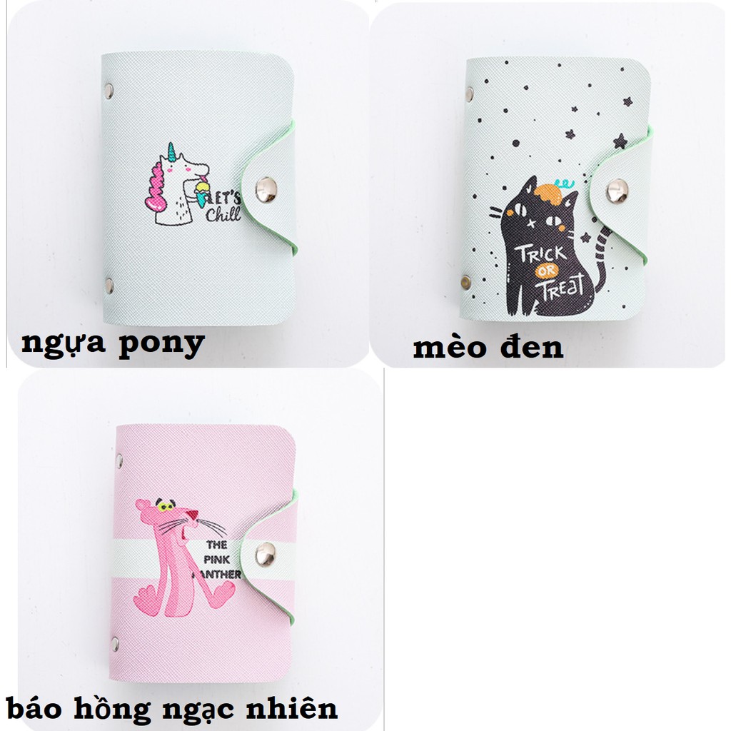 Ví da cầm tay đựng card nhiều mẫu đáng yêu: heo hồng, hoa, cây, mèo ...
