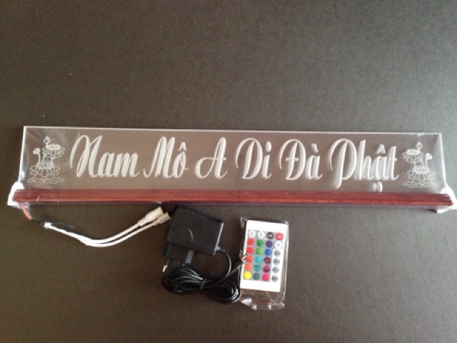 Tranh điện đèn led đổi màu in danh hiệu Nam Mô A Di Đà Phật - cao 9cm x dài 50cm