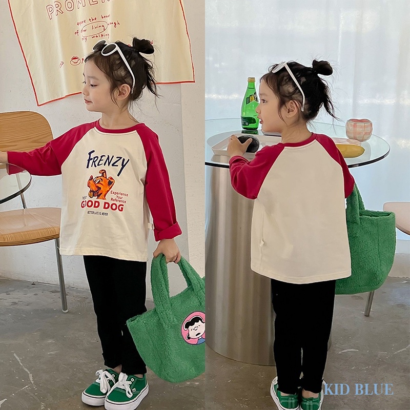 Áo Thun Tay Dài In Họa Tiết Hoạt Hình Phong Cách Hàn Quốc Thời Trang Mùa Thu Cho Bé Gái