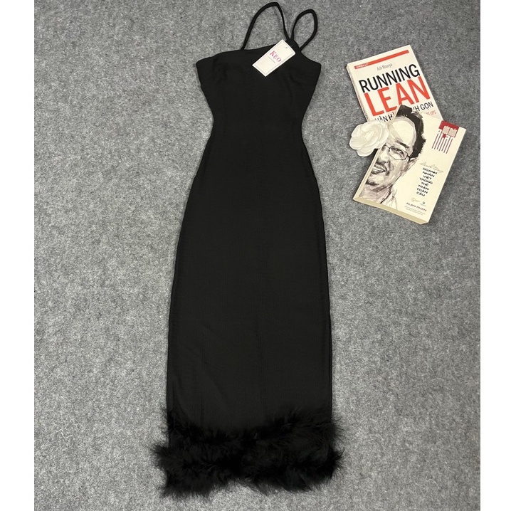 ĐẦM DÂY ÔM BODY LAI VÁY PHÔI LÔNG VŨ