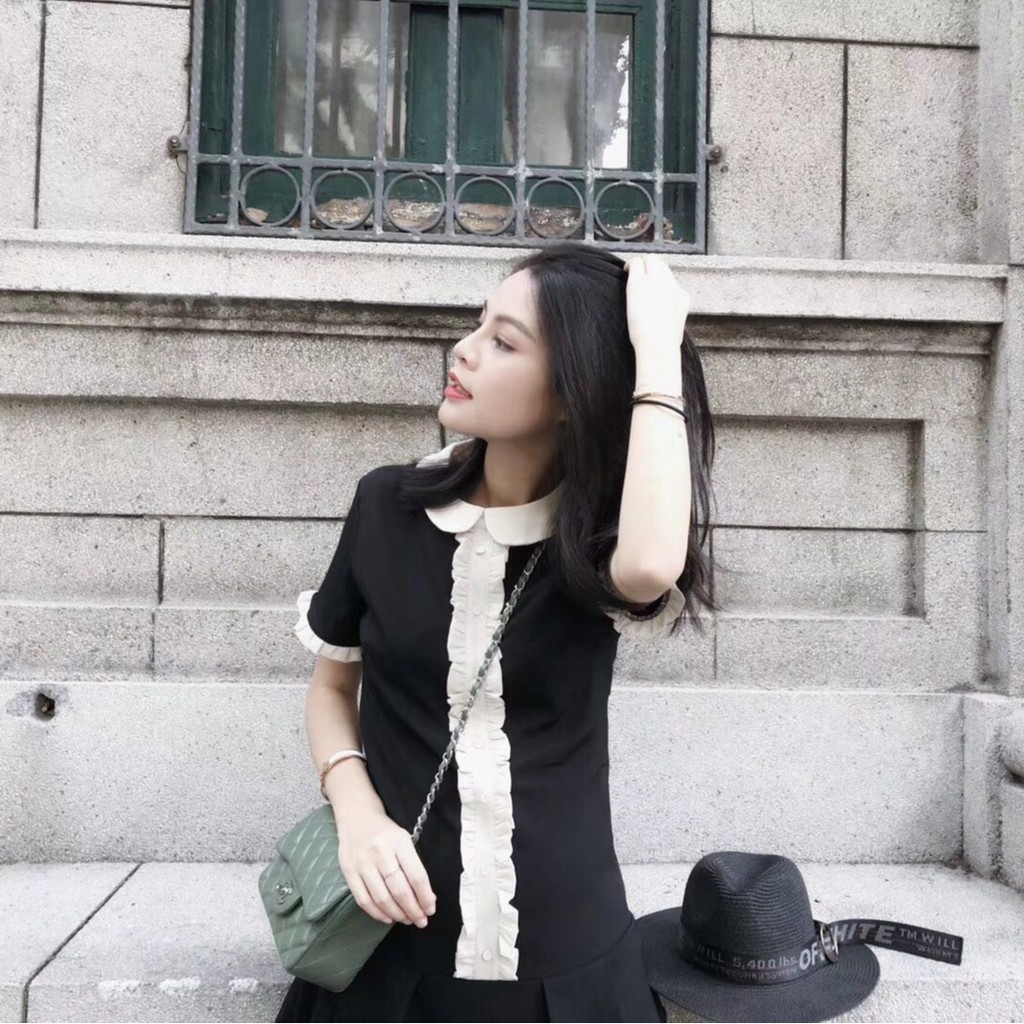 Đầm dáng xòe mini cổ sơ mi Emilyshop