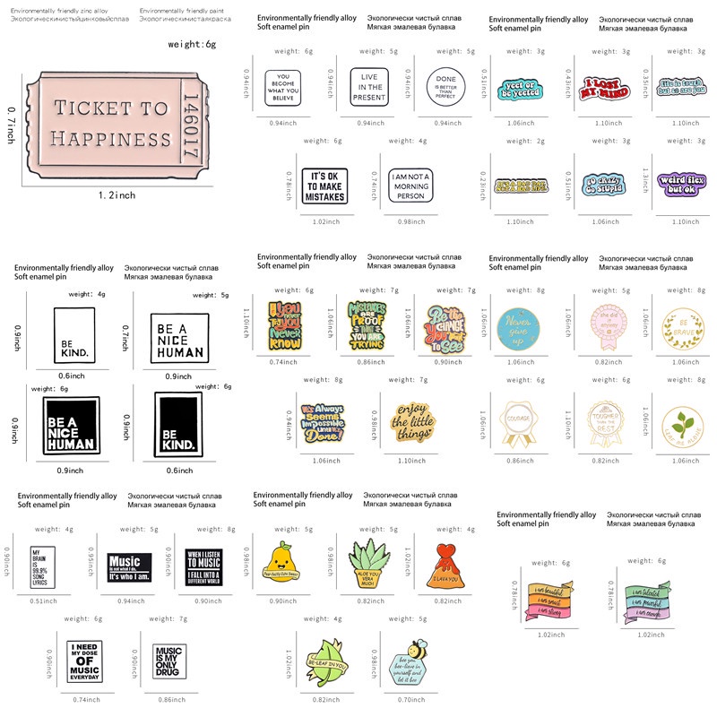 Ghim Cài Áo In Chữ'Njoy The Little Things'Enamel'If Youo Never Try You Never Know'' Dành Cho Nữ