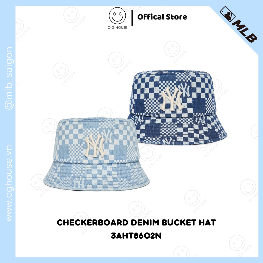 [Chính hãng] Mũ MLB Checkerboard Denim Bucket Hat