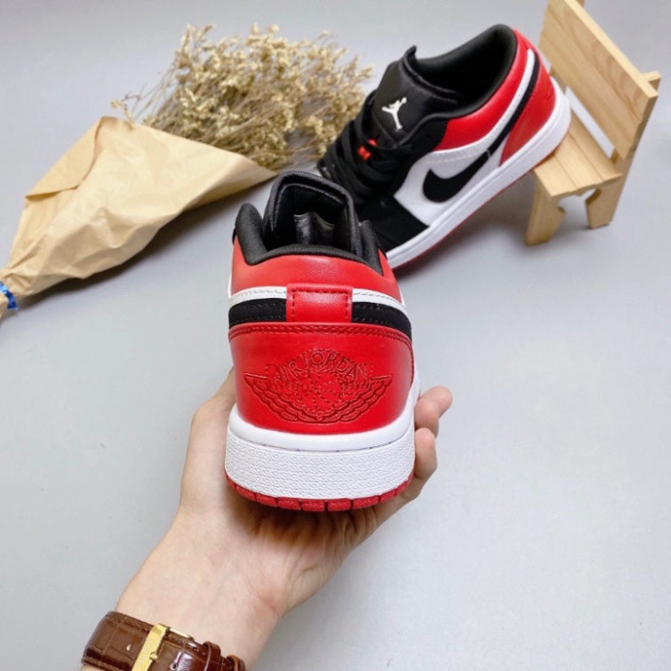 hàng chưa về [FREE SHIP] Giày JD cổ thấp sneaker, giày JỎDAN 1 low đỏ đen thời trang hàng đẹp full boxbill