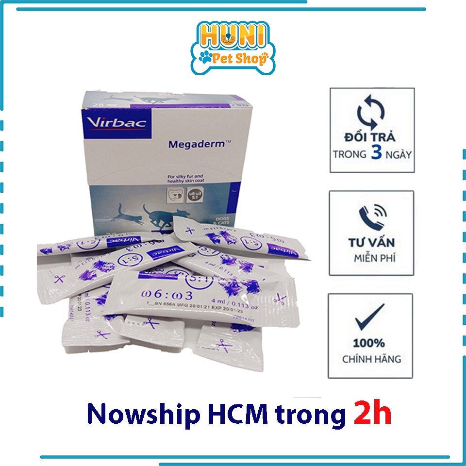 28 gói Gel Megaderm dưỡng lông cho chó Virbac gel dinh dưỡng giúp mượt lông da, hỗ trợ viêm da giảm ngứa