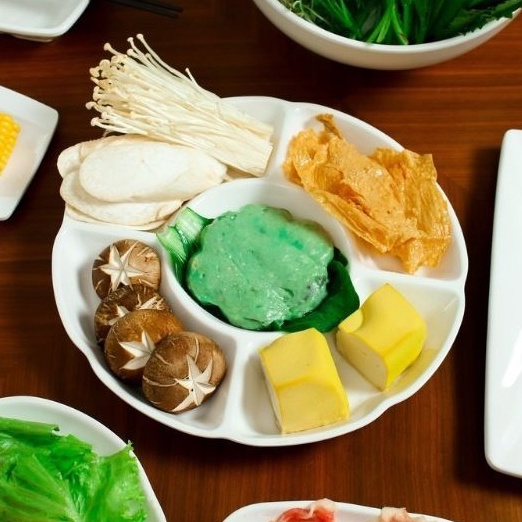 Khay lẩu 5 ngăn nhựa Melamine màu trắng cao cấp (KHL04 - Horeca Melamine)
