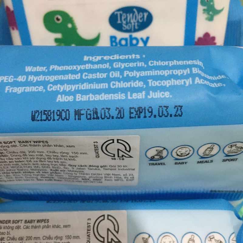 Khăn ướt Tender Sorf Baby Wipes 30 miếng